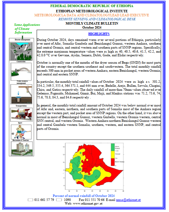 Climate Month Monthly Climate Bulletin October 2024